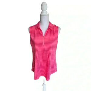 Jofit Collar Tank Gold Tennis Top Size Large Pink & Peach
